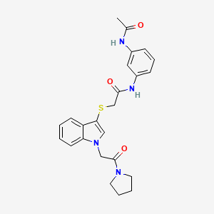 molecular formula C24H26N4O3S B2962816 N-(3-acetamidophenyl)-2-((1-(2-oxo-2-(pyrrolidin-1-yl)ethyl)-1H-indol-3-yl)thio)acetamide CAS No. 877659-03-5