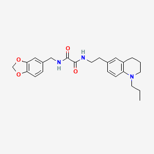molecular formula C24H29N3O4 B2962818 N1-(benzo[d][1,3]dioxol-5-ylmethyl)-N2-(2-(1-propyl-1,2,3,4-tetrahydroquinolin-6-yl)ethyl)oxalamide CAS No. 955793-21-2