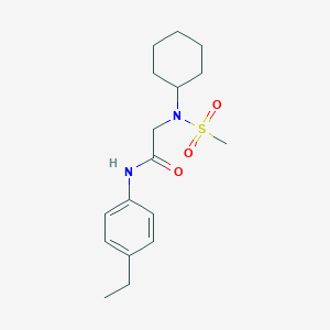 molecular formula C17H26N2O3S B296282 2-[cyclohexyl(methylsulfonyl)amino]-N-(4-ethylphenyl)acetamide 