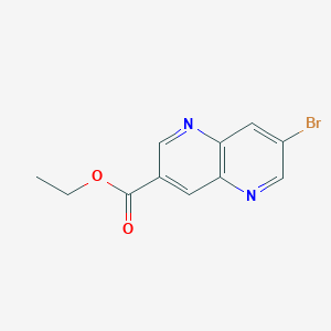 molecular formula C11H9BrN2O2 B2962822 Ethyl 7-bromo-1,5-naphthyridine-3-carboxylate CAS No. 958334-24-2; 958334-48-0