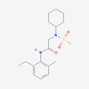 molecular formula C18H28N2O3S B296284 2-[cyclohexyl(methylsulfonyl)amino]-N-(2-ethyl-6-methylphenyl)acetamide 