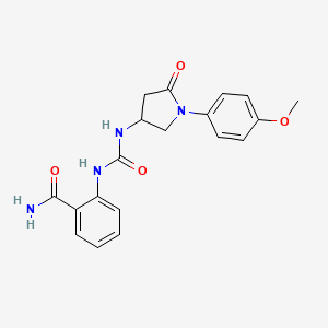 molecular formula C19H20N4O4 B2962855 2-(3-(1-(4-Methoxyphenyl)-5-oxopyrrolidin-3-yl)ureido)benzamide CAS No. 894032-66-7