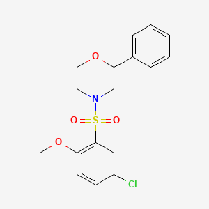 molecular formula C17H18ClNO4S B2962856 4-((5-Chloro-2-methoxyphenyl)sulfonyl)-2-phenylmorpholine CAS No. 953986-55-5