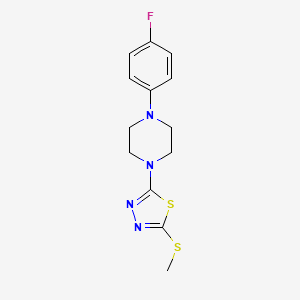 molecular formula C13H15FN4S2 B2962857 2-(4-(4-Fluorophenyl)piperazin-1-yl)-5-(methylthio)-1,3,4-thiadiazole CAS No. 1105251-79-3