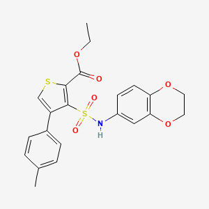 molecular formula C22H21NO6S2 B2962861 3-[(2,3-二氢-1,4-苯并二氧杂环-6-氨基)磺酰基]-4-(4-甲基苯基)噻吩-2-羧酸乙酯 CAS No. 946384-80-1