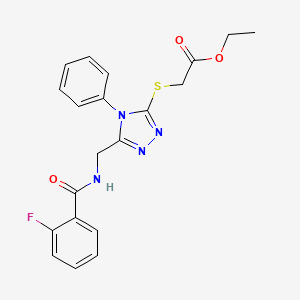 molecular formula C20H19FN4O3S B2962869 2-((5-((2-氟苯甲酰氨基)甲基)-4-苯基-4H-1,2,4-三唑-3-基)硫代)乙酸乙酯 CAS No. 689747-55-5