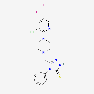 B2962873 5-({4-[3-chloro-5-(trifluoromethyl)-2-pyridinyl]piperazino}methyl)-4-phenyl-4H-1,2,4-triazole-3-thiol CAS No. 338979-15-0