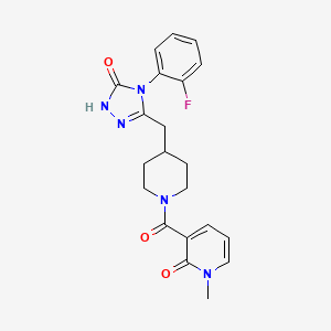 B2962886 3-(4-((4-(2-fluorophenyl)-5-oxo-4,5-dihydro-1H-1,2,4-triazol-3-yl)methyl)piperidine-1-carbonyl)-1-methylpyridin-2(1H)-one CAS No. 2034362-85-9