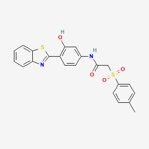 B2962888 N-(4-(benzo[d]thiazol-2-yl)-3-hydroxyphenyl)-2-tosylacetamide CAS No. 895443-18-2
