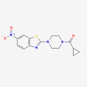 molecular formula C15H16N4O3S B2962890 环丙基(4-(6-硝基苯并[d]噻唑-2-基)哌嗪-1-基)甲酮 CAS No. 897474-68-9