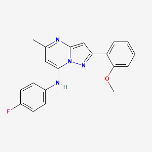molecular formula C20H17FN4O B2962896 N-(4-fluorophenyl)-2-(2-methoxyphenyl)-5-methylpyrazolo[1,5-a]pyrimidin-7-amine CAS No. 950301-13-0