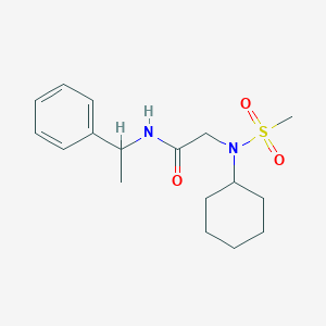 molecular formula C17H26N2O3S B296290 2-[cyclohexyl(methylsulfonyl)amino]-N-(1-phenylethyl)acetamide 