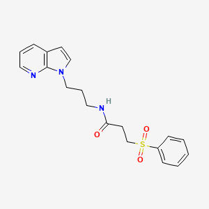 molecular formula C19H21N3O3S B2962902 N-(3-(1H-吡咯并[2,3-b]吡啶-1-基)丙基)-3-(苯磺酰基)丙酰胺 CAS No. 1787914-49-1