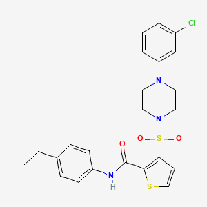molecular formula C23H24ClN3O3S2 B2962905 3-{[4-(3-chlorophenyl)piperazin-1-yl]sulfonyl}-N-(4-ethylphenyl)thiophene-2-carboxamide CAS No. 1207015-22-2