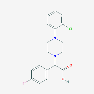 molecular formula C18H18ClFN2O2 B2962913 2-(4-(2-Chlorophenyl)piperazin-1-yl)-2-(4-fluorophenyl)acetic acid CAS No. 1439904-12-7