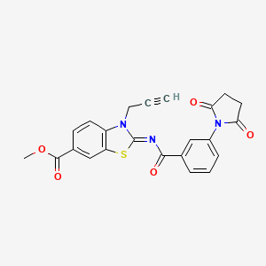 molecular formula C23H17N3O5S B2962917 (Z)-methyl 2-((3-(2,5-dioxopyrrolidin-1-yl)benzoyl)imino)-3-(prop-2-yn-1-yl)-2,3-dihydrobenzo[d]thiazole-6-carboxylate CAS No. 941976-94-9