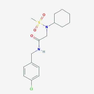 molecular formula C16H23ClN2O3S B296292 N-(4-chlorobenzyl)-2-[cyclohexyl(methylsulfonyl)amino]acetamide 