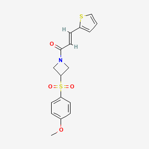 molecular formula C17H17NO4S2 B2962922 (E)-1-(3-((4-甲氧基苯基)磺酰基)氮杂环丁-1-基)-3-(噻吩-2-基)丙-2-烯-1-酮 CAS No. 1798408-91-9