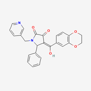 molecular formula C25H20N2O5 B2962939 (4E)-4-[2,3-dihydro-1,4-benzodioxin-6-yl(hydroxy)methylidene]-5-phenyl-1-(pyridin-3-ylmethyl)pyrrolidine-2,3-dione CAS No. 618412-10-5