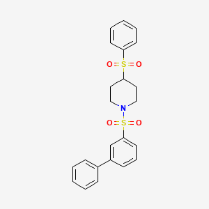 molecular formula C23H23NO4S2 B2962959 1-([1,1'-联苯]-3-基磺酰基)-4-(苯磺酰基)哌啶 CAS No. 1448037-72-6