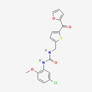 molecular formula C18H15ClN2O4S B2962977 1-(5-Chloro-2-methoxyphenyl)-3-((5-(furan-2-carbonyl)thiophen-2-yl)methyl)urea CAS No. 1797600-27-1