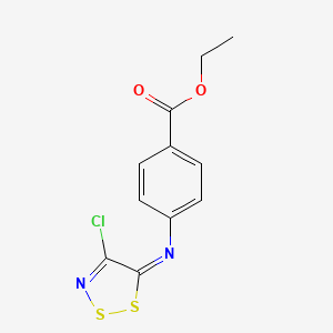 molecular formula C11H9ClN2O2S2 B2962979 ethyl 4-[(4-chloro-5H-1,2,3-dithiazol-5-yliden)amino]benzenecarboxylate CAS No. 306979-51-1