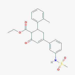 molecular formula C23H25NO5S B2962997 Ethyl 4-[3-(methanesulfonamido)phenyl]-6-(2-methylphenyl)-2-oxocyclohex-3-ene-1-carboxylate CAS No. 867042-23-7