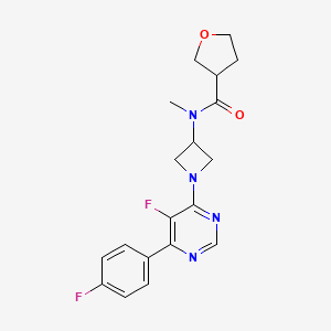 molecular formula C19H20F2N4O2 B2963010 N-[1-[5-Fluoro-6-(4-fluorophenyl)pyrimidin-4-yl]azetidin-3-yl]-N-methyloxolane-3-carboxamide CAS No. 2380166-60-7