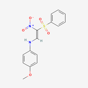 molecular formula C15H14N2O5S B2963017 N-[(E)-2-(benzenesulfonyl)-2-nitroethenyl]-4-methoxyaniline CAS No. 321433-88-9