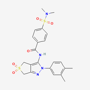 molecular formula C22H24N4O5S2 B2963018 N-[2-(3,4-二甲苯基)-5,5-二氧代-4,6-二氢噻吩并[3,4-c]吡唑-3-基]-4-(二甲基氨磺酰基)苯甲酰胺 CAS No. 681268-15-5