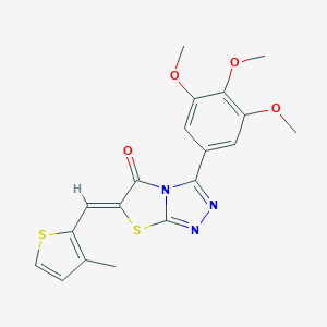 molecular formula C19H17N3O4S2 B296302 6-[(3-methyl-2-thienyl)methylene]-3-(3,4,5-trimethoxyphenyl)[1,3]thiazolo[2,3-c][1,2,4]triazol-5(6H)-one 