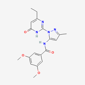 molecular formula C19H21N5O4 B2963023 N-(1-(4-乙基-6-氧代-1,6-二氢嘧啶-2-基)-3-甲基-1H-吡唑-5-基)-3,5-二甲氧基苯甲酰胺 CAS No. 1002484-03-8