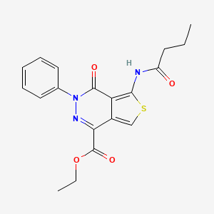 molecular formula C19H19N3O4S B2963030 Ethyl 5-(butanoylamino)-4-oxo-3-phenylthieno[3,4-d]pyridazine-1-carboxylate CAS No. 851946-71-9
