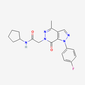 molecular formula C19H20FN5O2 B2963041 N-cyclopentyl-2-(1-(4-fluorophenyl)-4-methyl-7-oxo-1H-pyrazolo[3,4-d]pyridazin-6(7H)-yl)acetamide CAS No. 946379-02-8