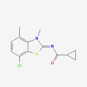 molecular formula C13H13ClN2OS B2963057 N-(7-chloro-3,4-dimethyl-1,3-benzothiazol-2-ylidene)cyclopropanecarboxamide CAS No. 868370-10-9