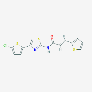 molecular formula C14H9ClN2OS3 B2963062 (E)-N-(4-(5-chlorothiophen-2-yl)thiazol-2-yl)-3-(thiophen-2-yl)acrylamide CAS No. 476308-14-2