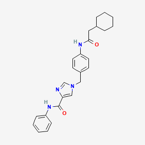 molecular formula C25H28N4O2 B2963063 1-(4-(2-环己基乙酰胺基)苄基)-N-苯基-1H-咪唑-4-甲酰胺 CAS No. 1251598-17-0