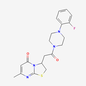 molecular formula C19H21FN4O2S B2963068 3-(2-(4-(2-fluorophenyl)piperazin-1-yl)-2-oxoethyl)-7-methyl-2H-thiazolo[3,2-a]pyrimidin-5(3H)-one CAS No. 946264-00-2