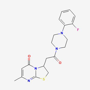 molecular formula C19H21FN4O2S B2963068 3-(2-(4-(2-氟苯基)哌嗪-1-基)-2-氧代乙基)-7-甲基-2H-噻唑并[3,2-a]嘧啶-5(3H)-酮 CAS No. 946264-00-2