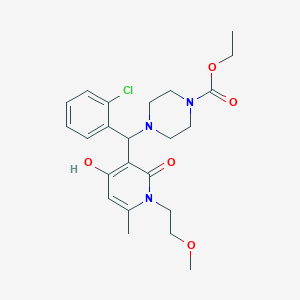 molecular formula C23H30ClN3O5 B2963070 4-((2-氯苯基)(4-羟基-1-(2-甲氧基乙基)-6-甲基-2-氧代-1,2-二氢吡啶-3-基)甲基)哌嗪-1-甲酸乙酯 CAS No. 897734-99-5