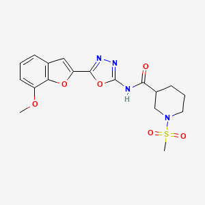 1-methanesulfonyl-N-[5-(7-methoxy-1-benzofuran-2-yl)-1,3,4-oxadiazol-2-yl]piperidine-3-carboxamide