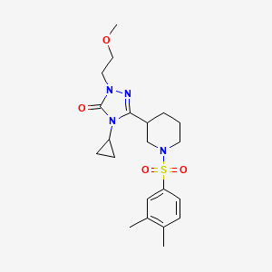 molecular formula C21H30N4O4S B2963077 4-cyclopropyl-3-(1-((3,4-dimethylphenyl)sulfonyl)piperidin-3-yl)-1-(2-methoxyethyl)-1H-1,2,4-triazol-5(4H)-one CAS No. 2210052-96-1