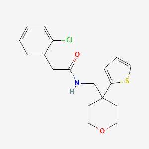 2-(2-chlorophenyl)-N-((4-(thiophen-2-yl)tetrahydro-2H-pyran-4-yl)methyl)acetamide