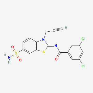 molecular formula C17H11Cl2N3O3S2 B2963091 3,5-dichloro-N-(3-prop-2-ynyl-6-sulfamoyl-1,3-benzothiazol-2-ylidene)benzamide CAS No. 865181-97-1