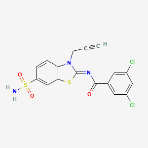 3,5-dichloro-N-(3-prop-2-ynyl-6-sulfamoyl-1,3-benzothiazol-2-ylidene)benzamide