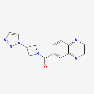 molecular formula C14H12N6O B2963098 (3-(1H-1,2,3-triazol-1-yl)azetidin-1-yl)(quinoxalin-6-yl)methanone CAS No. 2034620-14-7