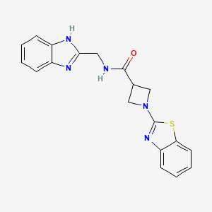 molecular formula C19H17N5OS B2963101 N-((1H-苯并[d]咪唑-2-基)甲基)-1-(苯并[d]噻唑-2-基)氮杂环丁-3-甲酰胺 CAS No. 1286698-76-7