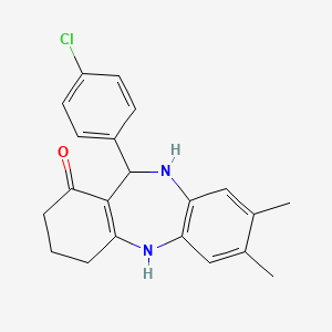 molecular formula C21H21ClN2O B2963102 11-(4-氯苯基)-7,8-二甲基-2,3,4,5,10,11-六氢-1H-二苯并[b,e][1,4]二氮杂卓-1-酮 CAS No. 338415-05-7