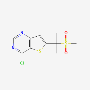 molecular formula C10H11ClN2O2S2 B2963104 4-Chloro-6-(2-(methylsulfonyl)propan-2-yl)thieno[3,2-d]pyrimidine CAS No. 1482914-42-0