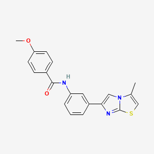 molecular formula C20H17N3O2S B2963106 4-methoxy-N-(3-(3-methylimidazo[2,1-b]thiazol-6-yl)phenyl)benzamide CAS No. 893978-06-8